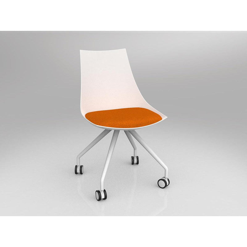 Luna White Chair with Castor Base