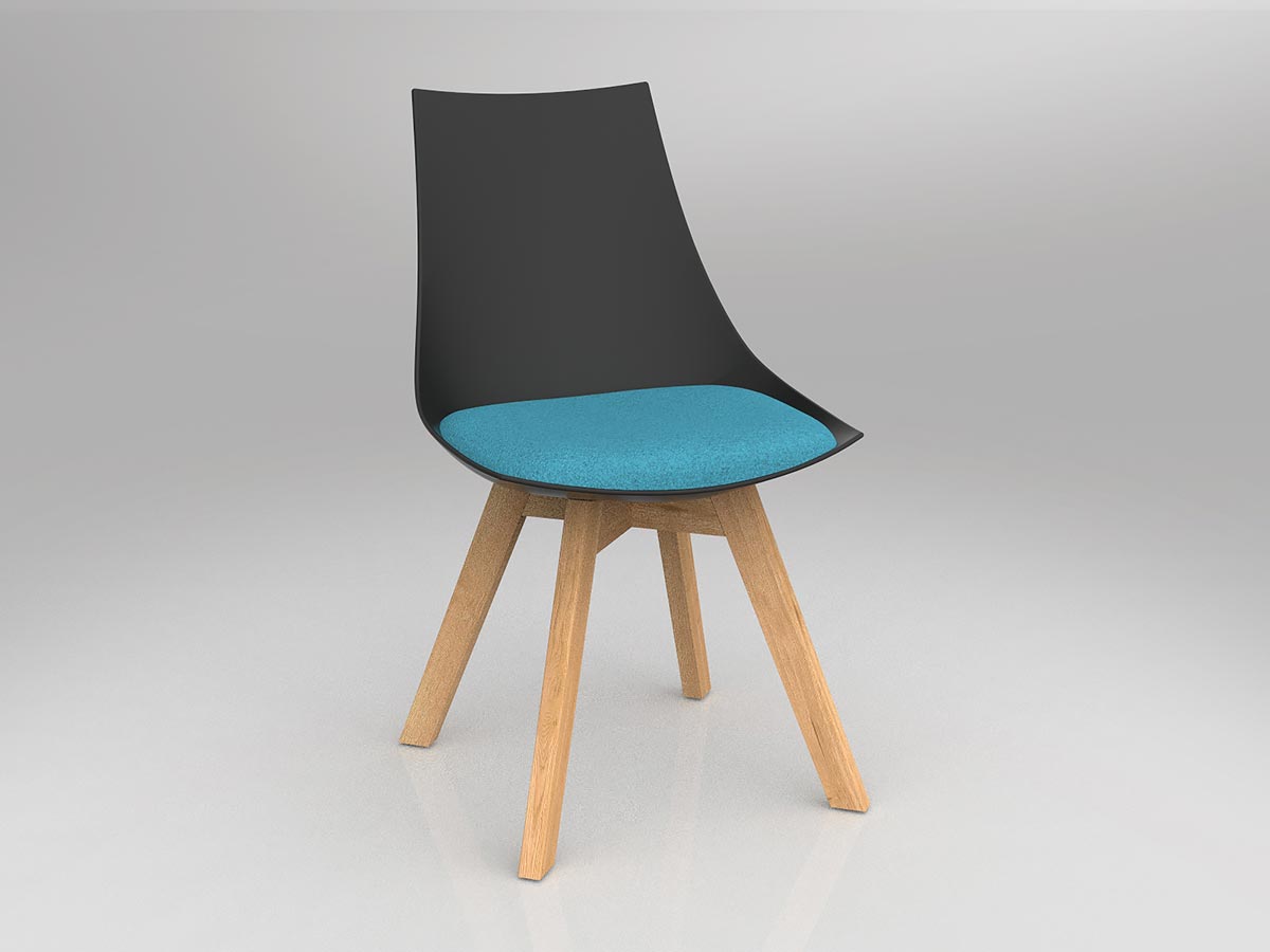 Luna Black Chair With Oak Base