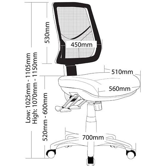 Mega 3 Lever Mesh Back Mega Big Boy Seat Task Chair