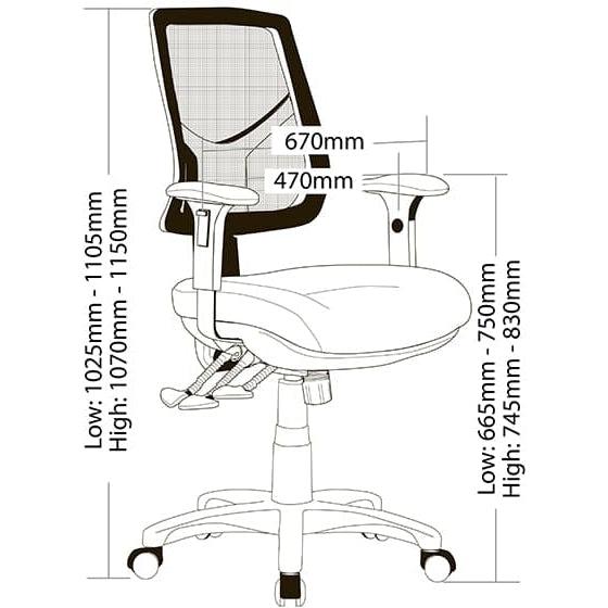 Mega 3 Lever Mesh Back Mega Big Boy Seat Task Chair
