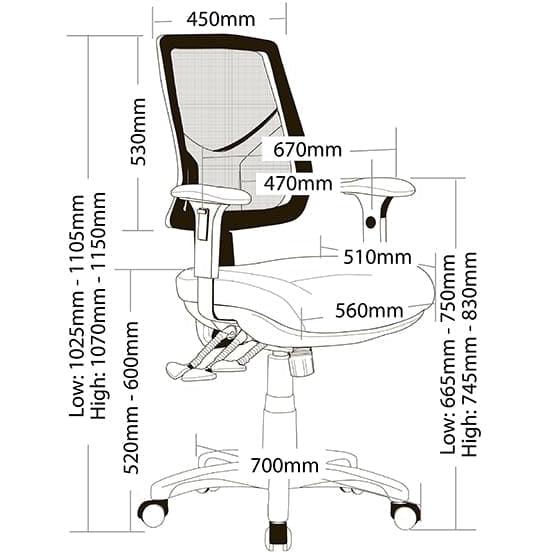 Mega 3 Lever Mesh Back Mega Big Boy Seat Task Chair
