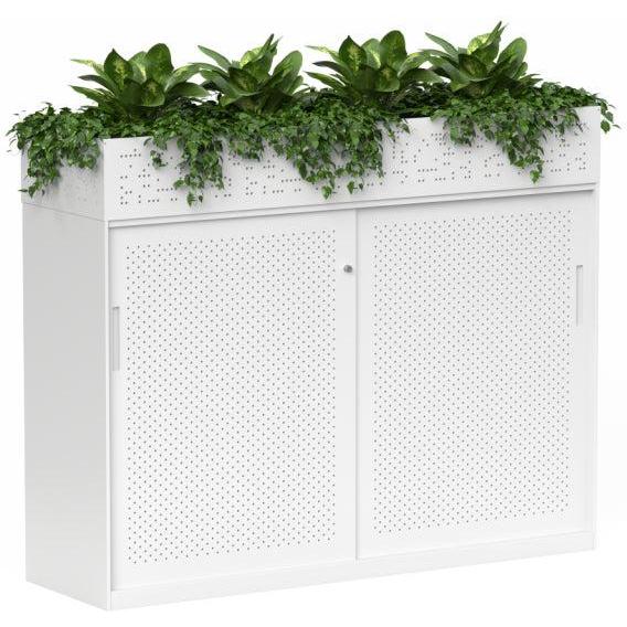 Nevada Sliding Door Credenza with Planter Box-Elite Office Furniture