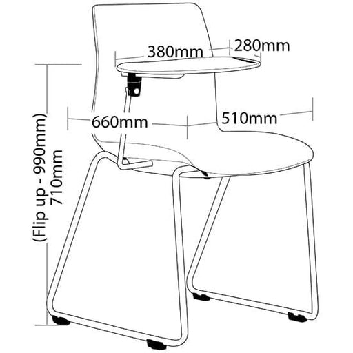 Pod Sled Chair with Tablet Arm