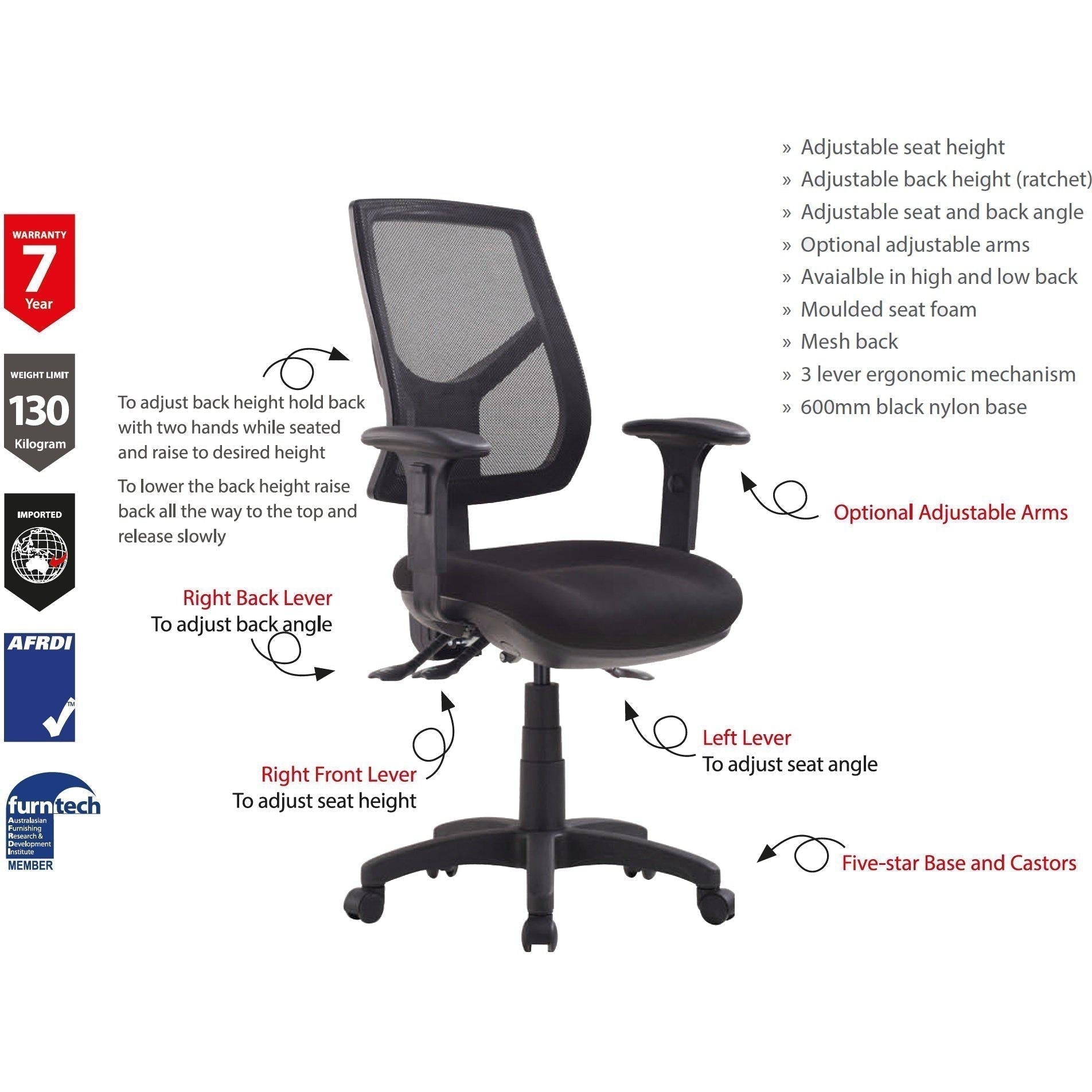 Rio Range - Office Ergonomic Mesh Desk Chair, Style Ergonomics