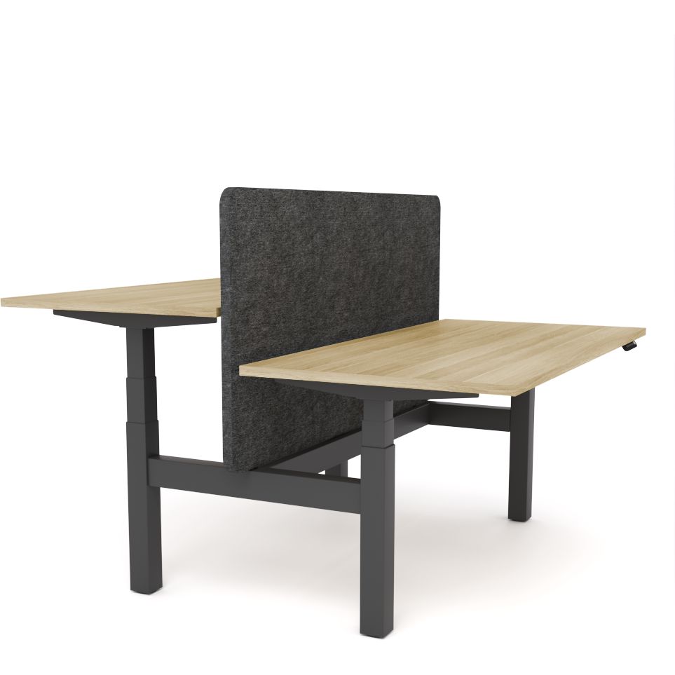 Dynamo Plus - Electric Height Adjustable Double Sided Workstation With Screen (Charcoal Grey Screen)