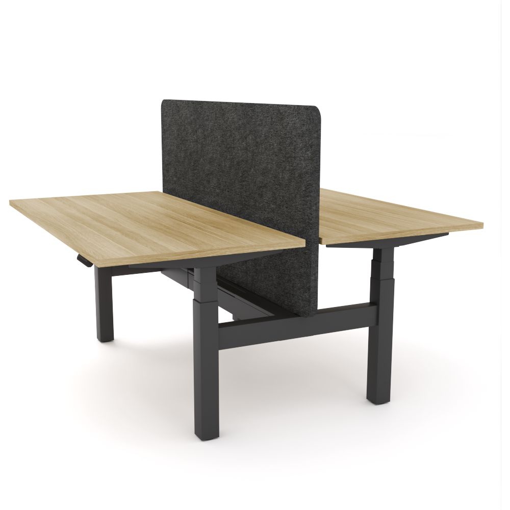 Dynamo Plus - Electric Height Adjustable Double Sided Workstation With Screen (Charcoal Grey Screen)