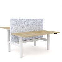 Dynamo Plus - Electric Height Adjustable Double Sided Workstation With Screen (Marble Grey Screen)
