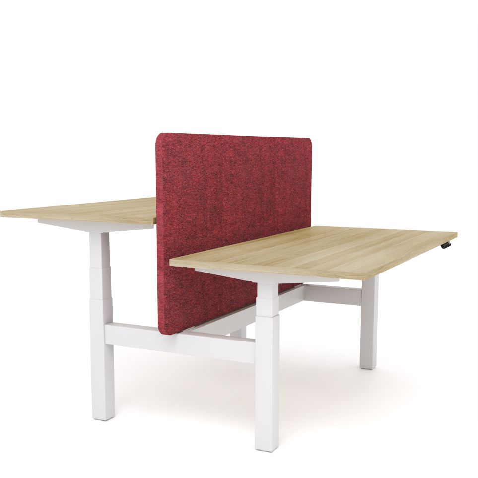 Dynamo Plus - Electric Height Adjustable Double Sided Workstation With Screen (Maroon Screen)