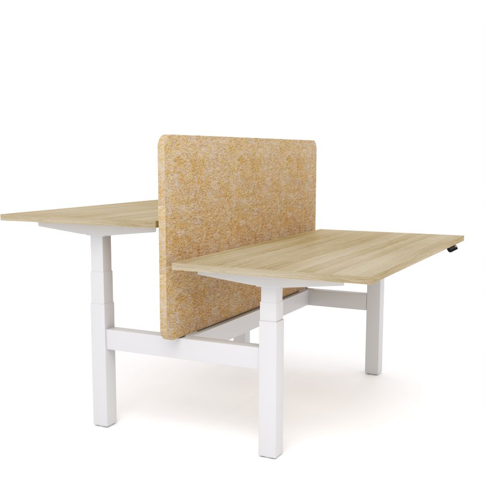 Dynamo Plus - Electric Height Adjustable Double Sided Workstation With Screen (Mid Natural Screen)