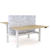 Dynamo Plus - Electric Height Adjustable Double Sided Workstation With Screen (Marble Grey Screen)