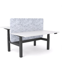 Dynamo Plus - Electric Height Adjustable Double Sided Workstation With Screen (Marble Grey Screen)