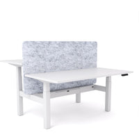 Dynamo Plus - Electric Height Adjustable Double Sided Workstation With Screen (Marble Grey Screen)