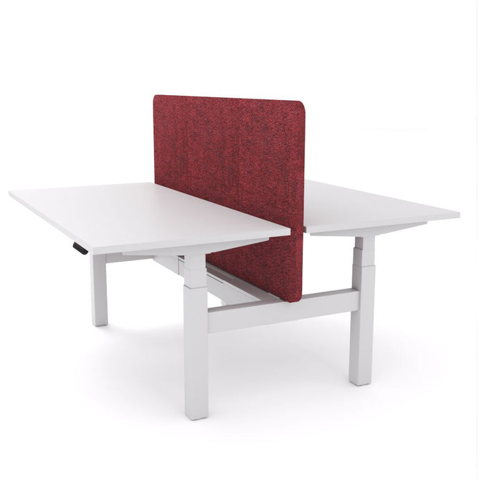 Dynamo Plus - Electric Height Adjustable Double Sided Workstation With Screen (Maroon Screen)