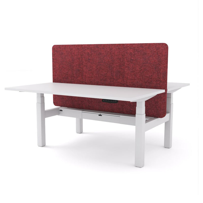 Dynamo Plus - Electric Height Adjustable Double Sided Workstation With Screen (Maroon Screen)