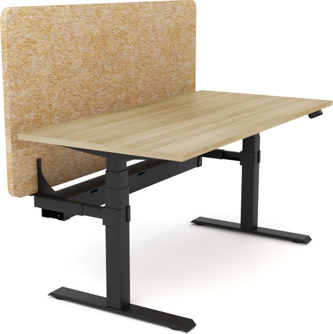 Dynamo Plus - Electric Height Adjustable Single Workstation With Screen (Mid Natural Screen)