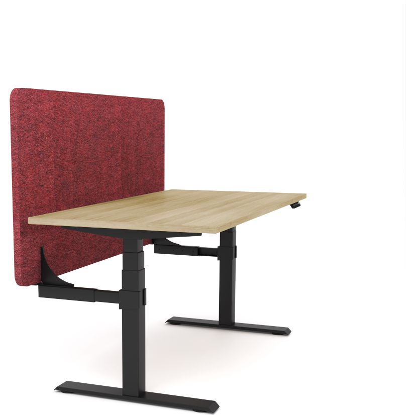 Dynamo Plus - Electric Height Adjustable Single Workstation With Screen (Maroon Screen)