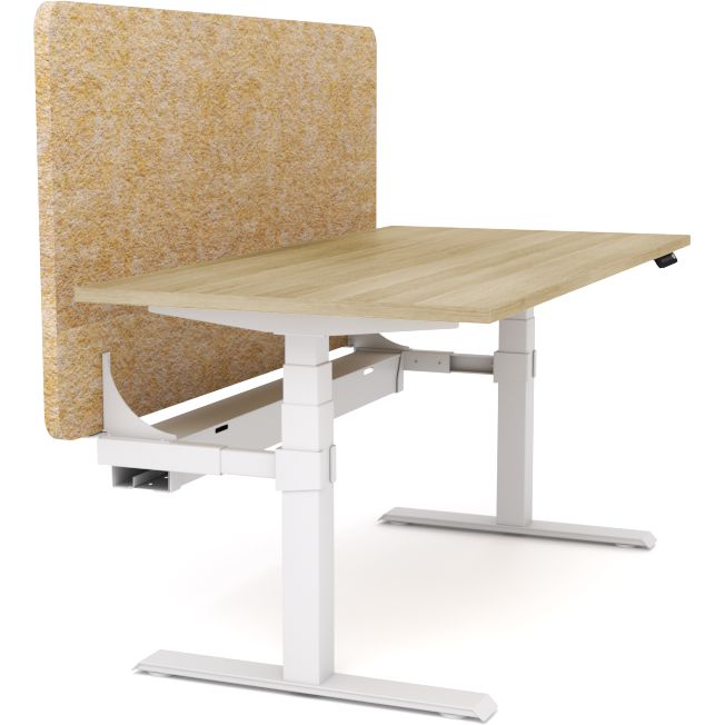 Dynamo Plus - Electric Height Adjustable Single Workstation With Screen (Mid Natural Screen)