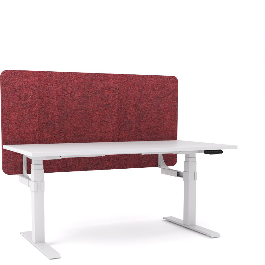 Dynamo Plus - Electric Height Adjustable Single Workstation With Screen (Maroon Screen)