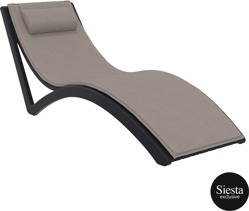 Slim Sunlounger with Cushion and Pillow