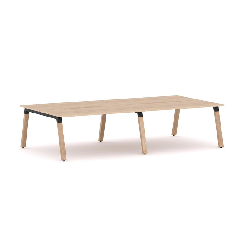 Plantation 4-Person Double-sided Desk Workstation Oak
