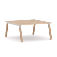 Plantation 2-Person Double-sided Desk Workstation Oak