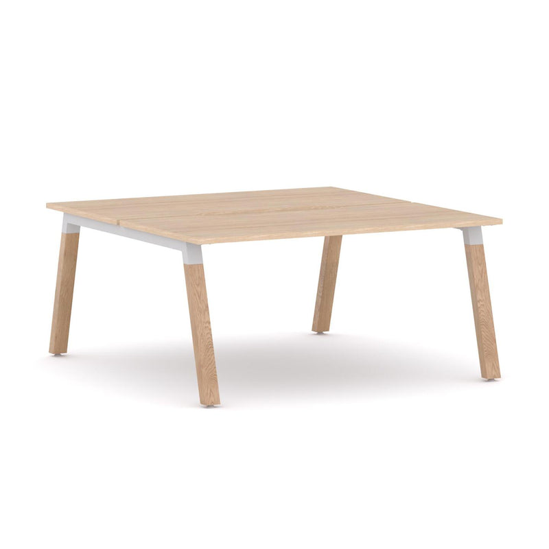 Plantation 2-Person Double-sided Desk Workstation Oak