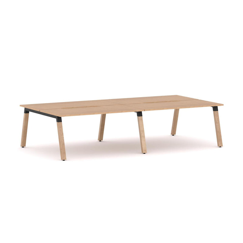 Plantation 4-Person Double-sided Desk Workstation Oak