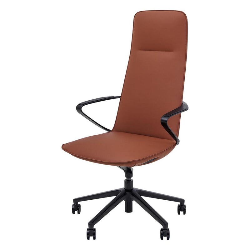 Nico Executive Chair with fixed arms, upholstered high-back, moulded seat,base