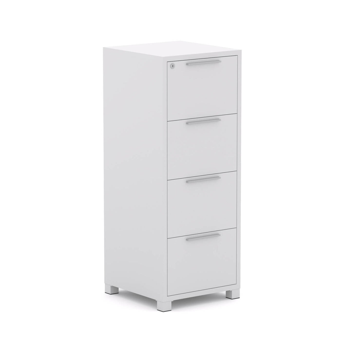 Axis Filing Cabinet with 4 File Drawers: W481mm x D500mm x H1250mm - White