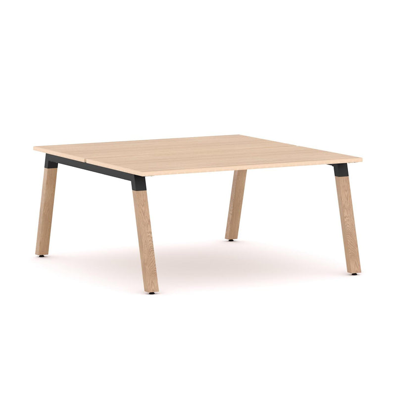 Plantation 2-Person Double-sided Desk Workstation Oak