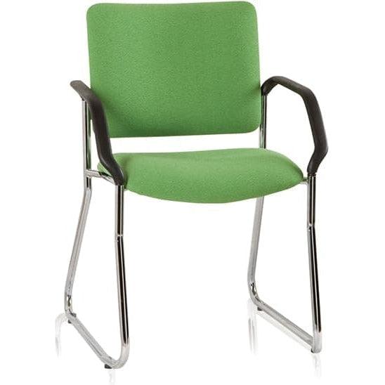 Vera Heavy Duty Metal Sled Base Hospitality Chair With Arms And Chrome Finish