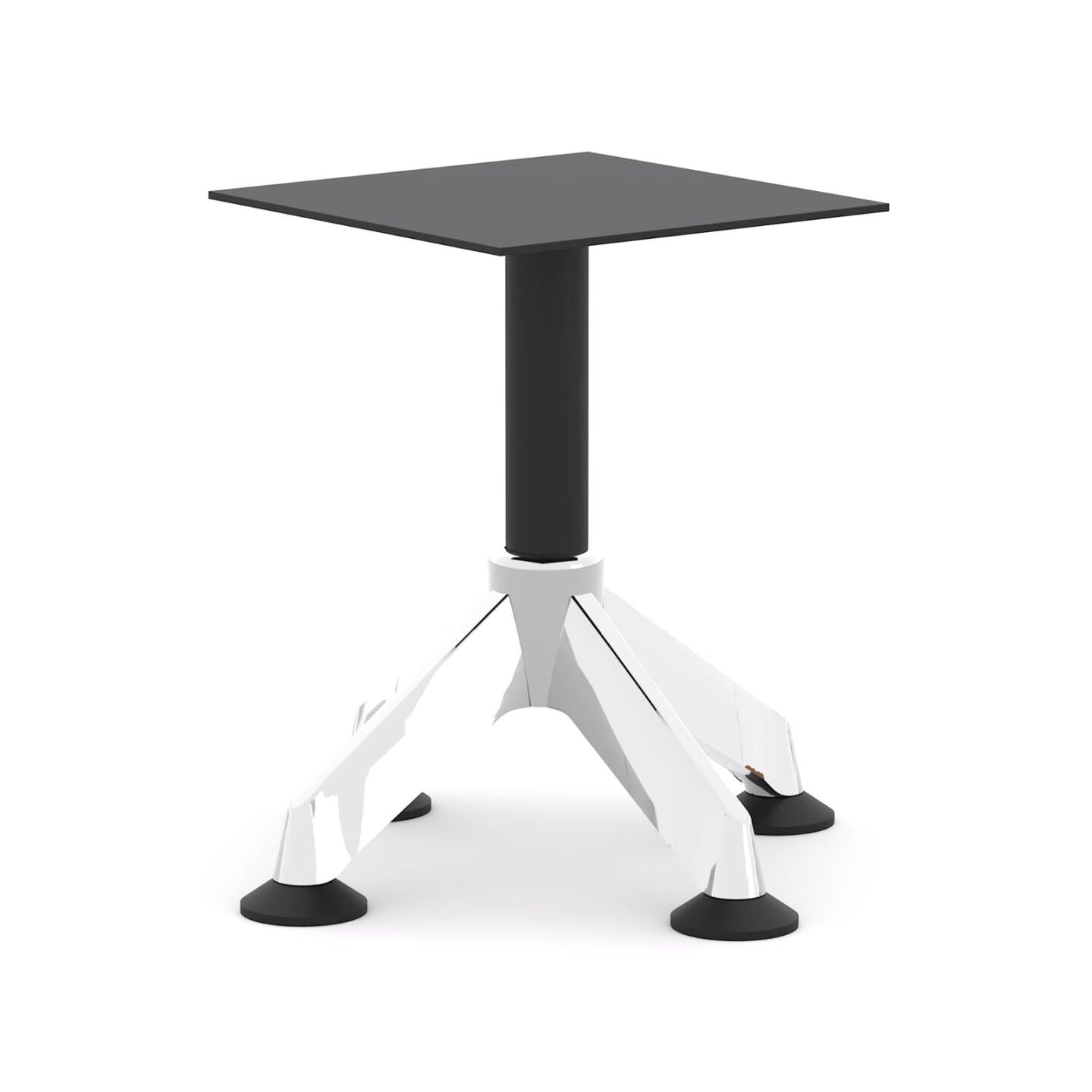 Modulus Coffee Table Single Post 4-Star Pedestal Frame: R400-700mm x H425mm - Black Poles with Polished Alloy Feet