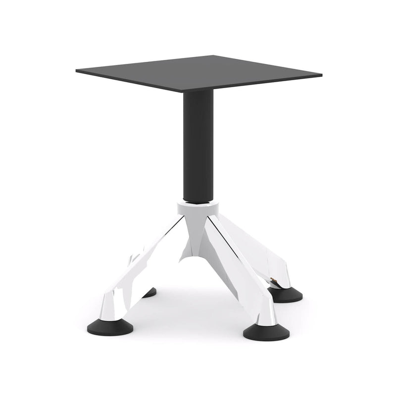 Modulus Coffee Table Single Post 4-Star Pedestal Frame: R400-700mm x H425mm - Black Poles with Polished Alloy Feet