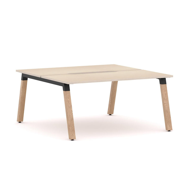 Plantation 2-Person Double-sided Desk Workstation Oak