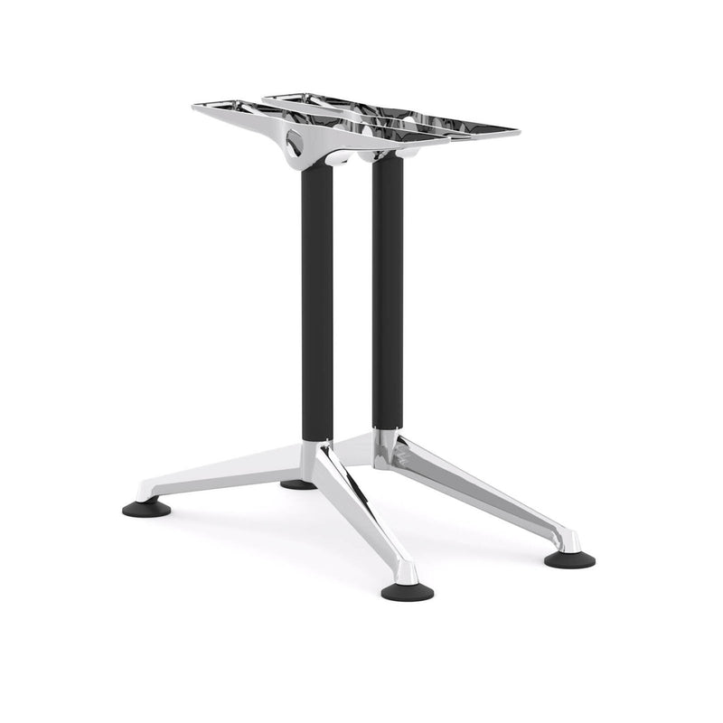 Modulus Table Single Post Fixed End Leg Set: D780-1200mm x H695mm - Black Poles with Polished Alloy Feet