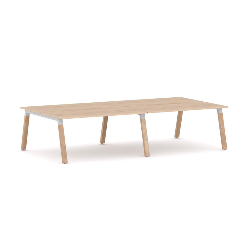 Plantation 4-Person Double-sided Desk Workstation Oak
