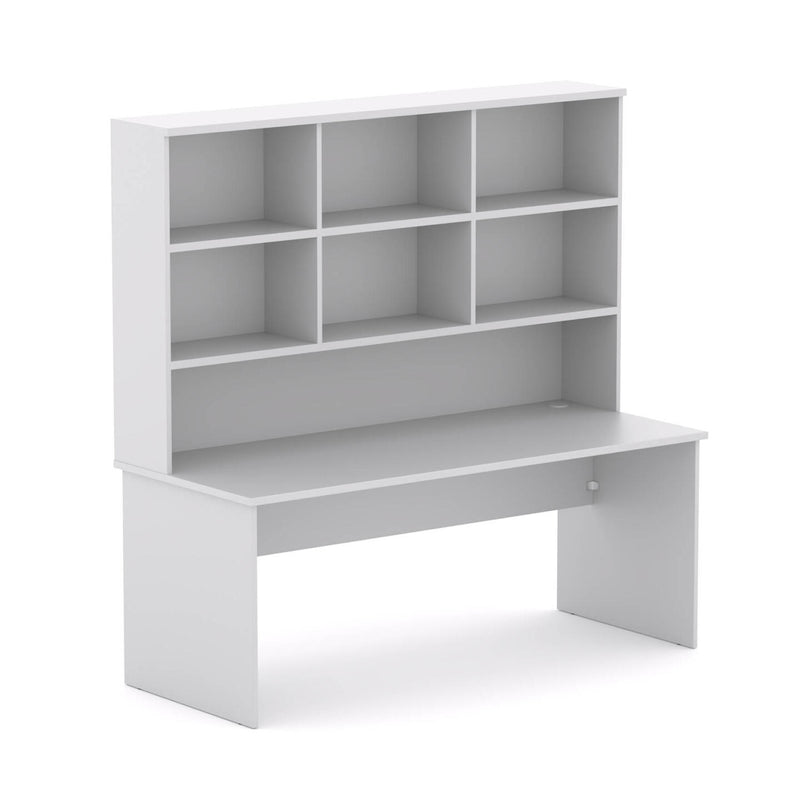 EkoSystem Straight Workstation Charcoal Base with Hutch Storage