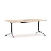 Modulus Boardroom Table Single Span, Single Post Collar Leg with Power RailPoles with Polished Alloy Feet