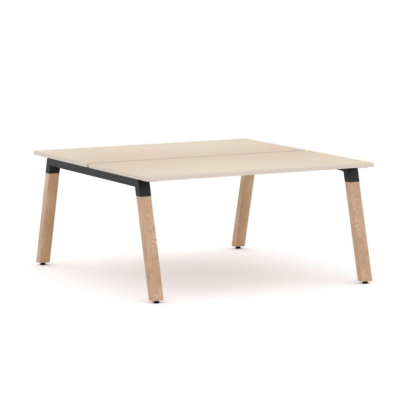 Plantation 2-Person Double-sided Desk Workstation Oak