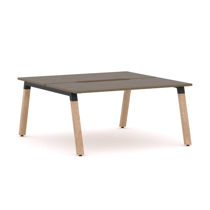 Plantation 2-Person Double-sided Desk Workstation Oak