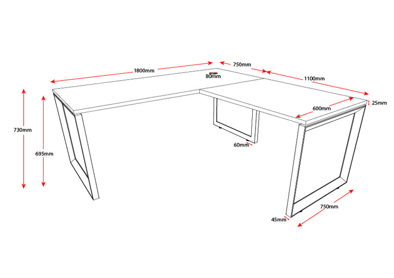 Deluxe Infinity Loop Leg Desk & Return - 2 Piece Table Top