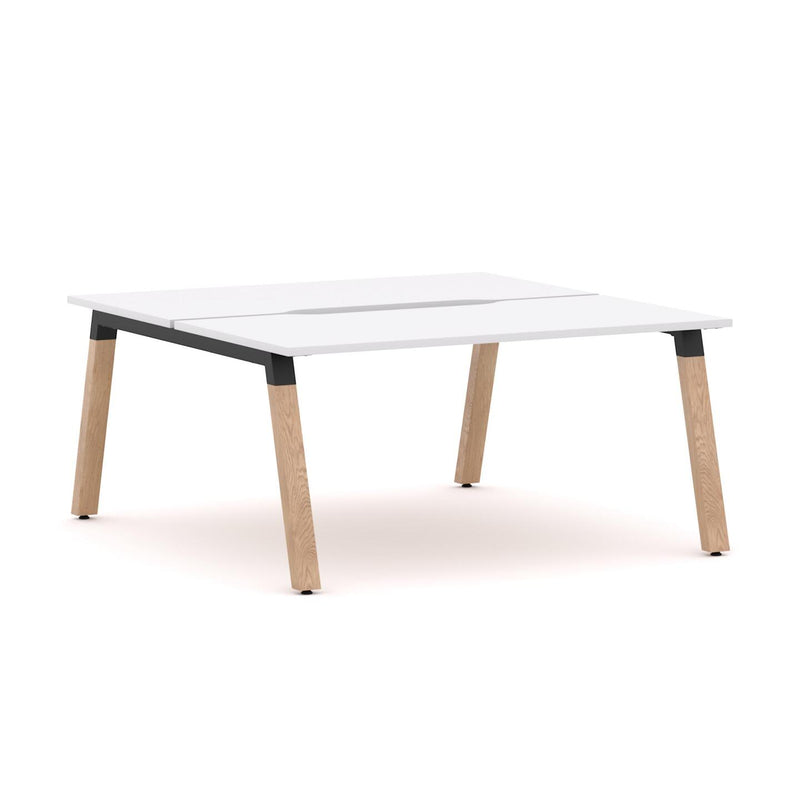 Plantation 2-Person Double-sided Desk Workstation Oak