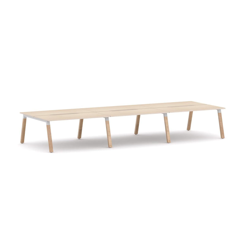 Plantation 6-Person Double-sided Desk Workstation Oak