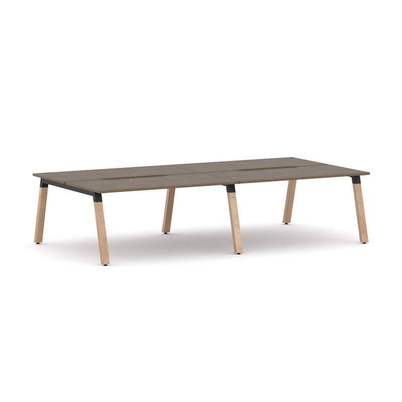 Plantation 4-Person Double-sided Desk Workstation Oak