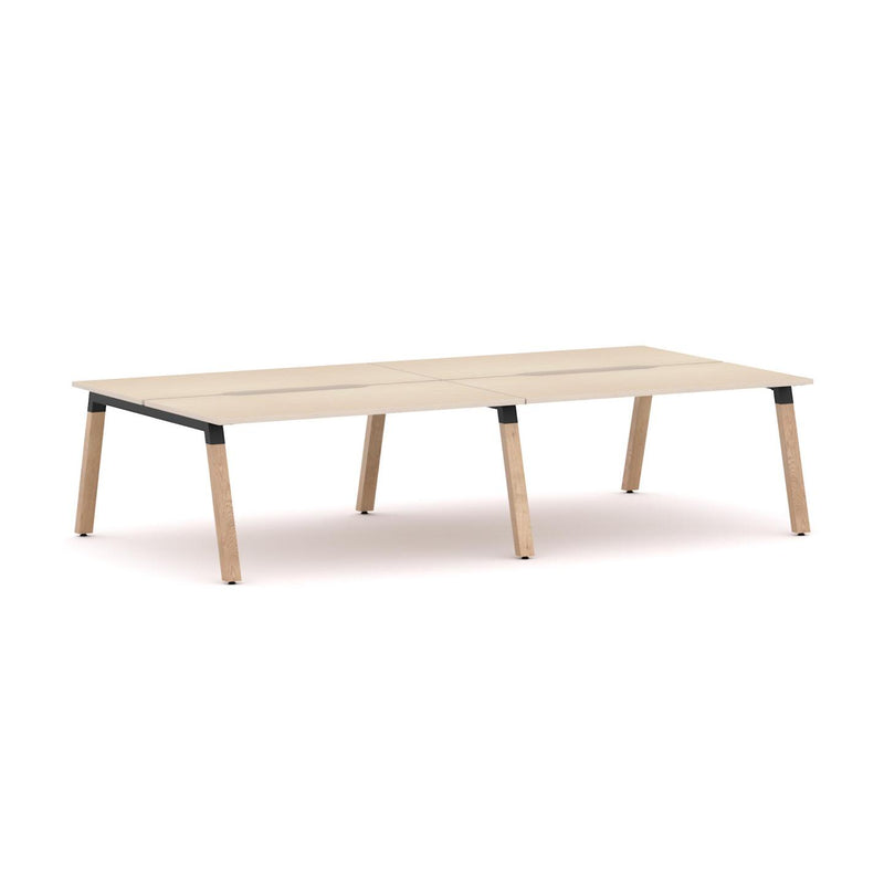 Plantation 4-Person Double-sided Desk Workstation Oak