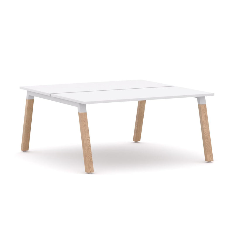 Plantation 2-Person Double-sided Desk Workstation Oak