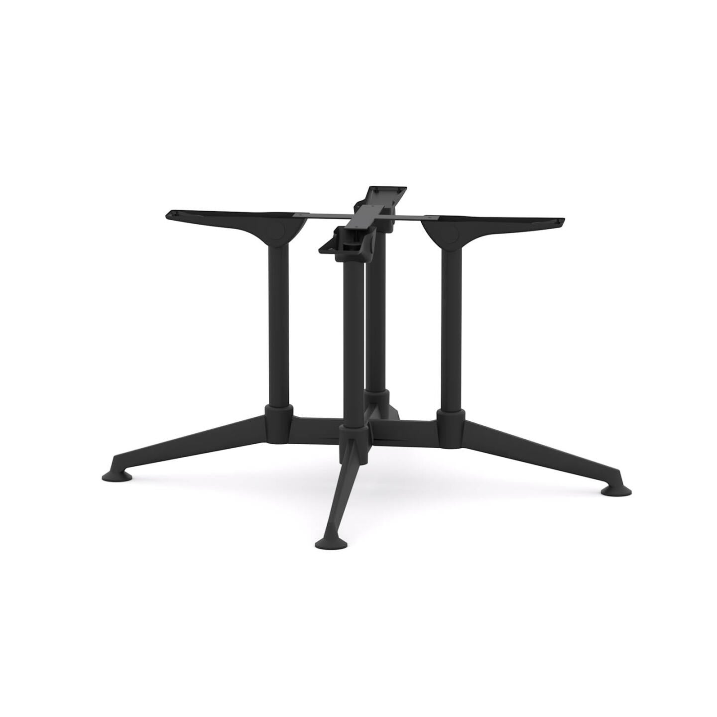Modulus Table Four Post Collar Pedestal Frame: R1400-1800mm or SQ1200-1600mm - Black Poles with Polished Alloy Feet