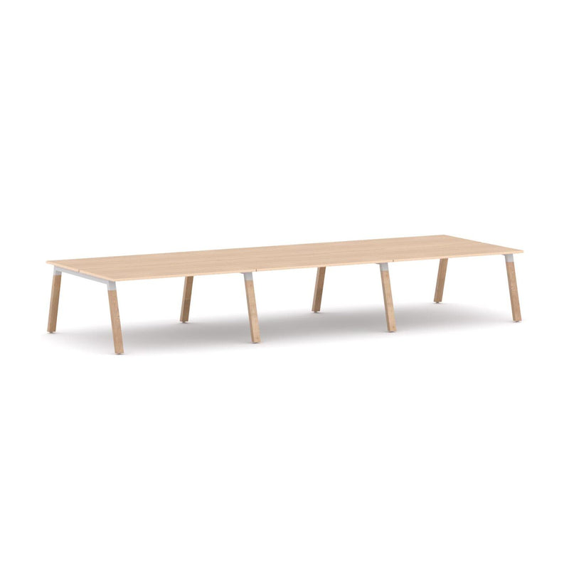 Plantation 6-Person Double-sided Desk Workstation Oak