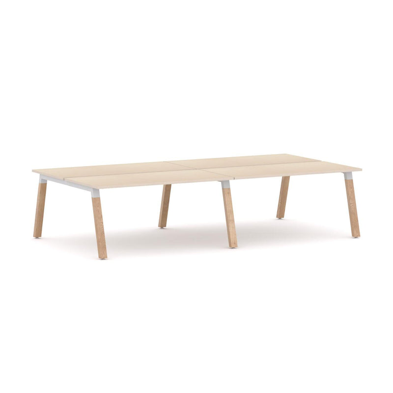 Plantation 4-Person Double-sided Desk Workstation Oak