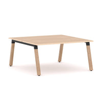Plantation 2-Person Double-sided Desk Workstation Oak